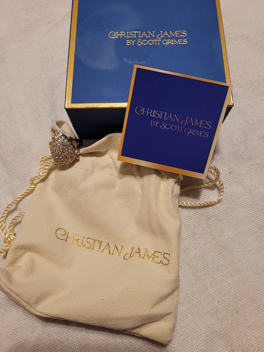 Christian James by Scott Grimes 14K Gold Clad White Sapphire Ripple Ring